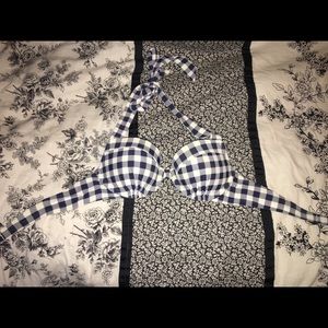 blue and white checkered Aerie bathing suit
